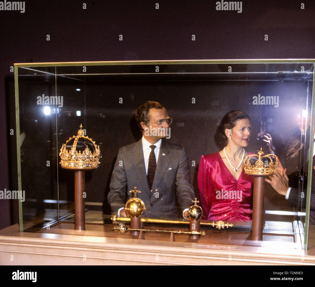 Schwedische Königliche Paar an einer Ausstellung über die Königlichen Schatz in Washington. Stockfoto