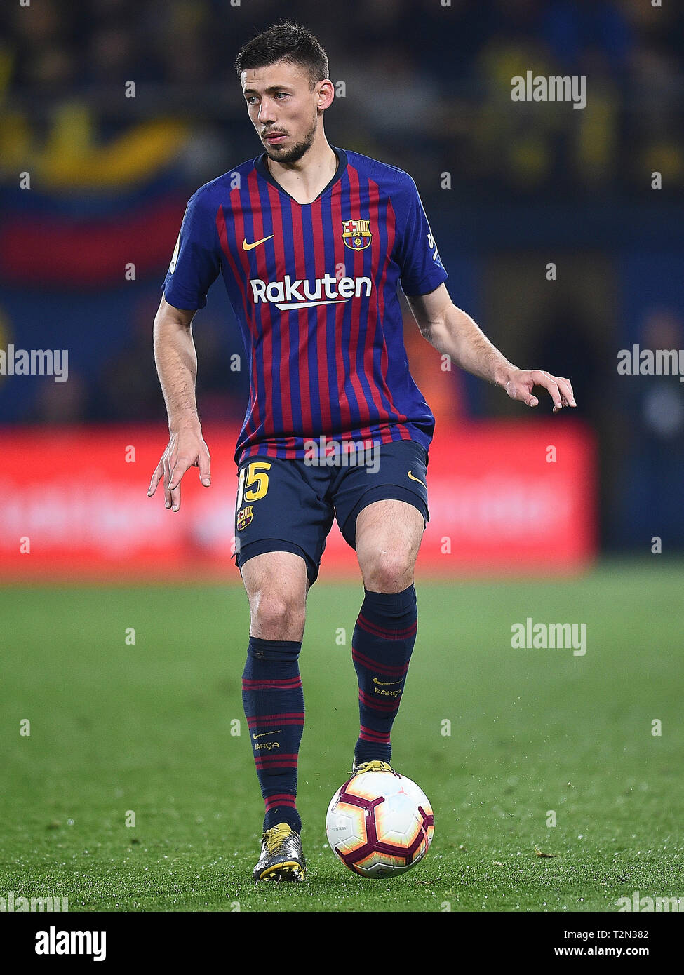 VILLARREAL, 02-04-2019. LaLiga 2018 / 2019 Datum 30. Villarreal-Barcelona. Clement Lenglet des FC Barcelona während des Spiels V Illarreal-Barcelona Stockfoto