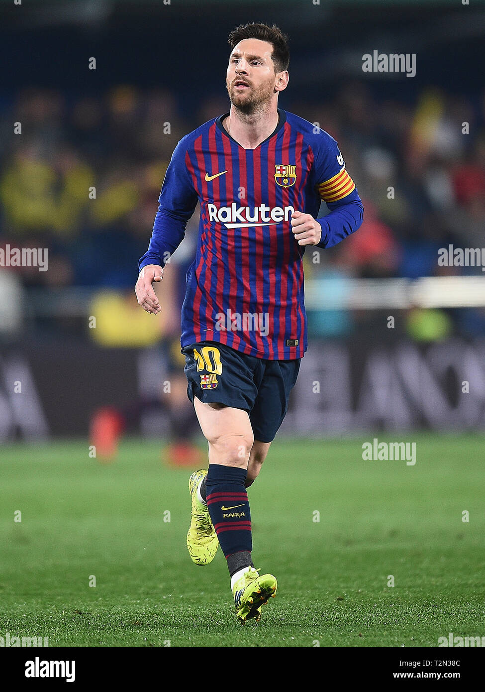VILLARREAL, 02-04-2019. LaLiga 2018 / 2019 Datum 30. Villarreal-Barcelona. Lionel Messi vom FC Barcelona während des Spiels V Illarreal-Barcelona Stockfoto