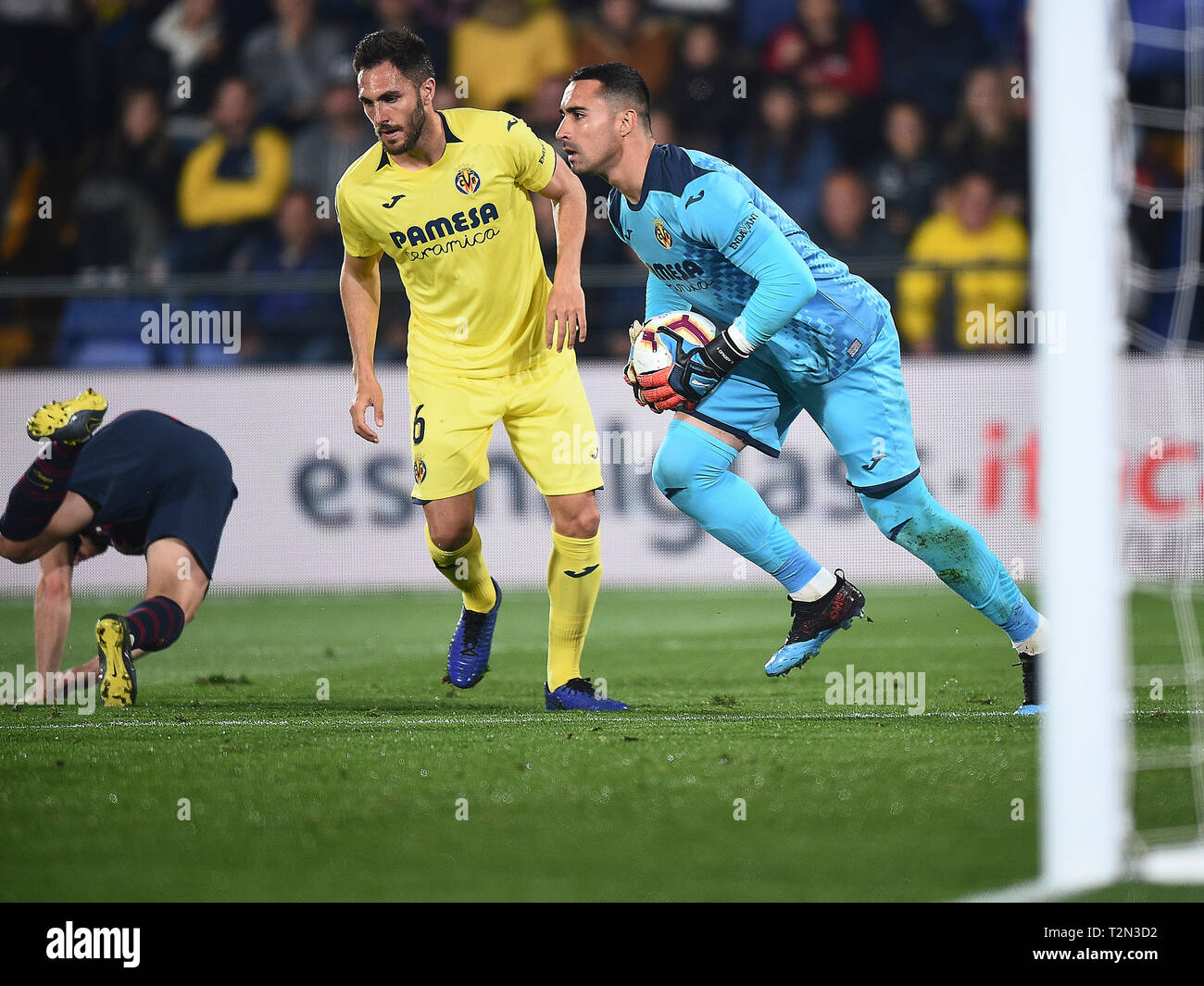 VILLARREAL, 02-04-2019. LaLiga 2018 / 2019 Datum 30. Villarreal-Barcelona. Sergio Asenjo von Villarreal CF während des Spiels V Illarreal-Barcelona Stockfoto