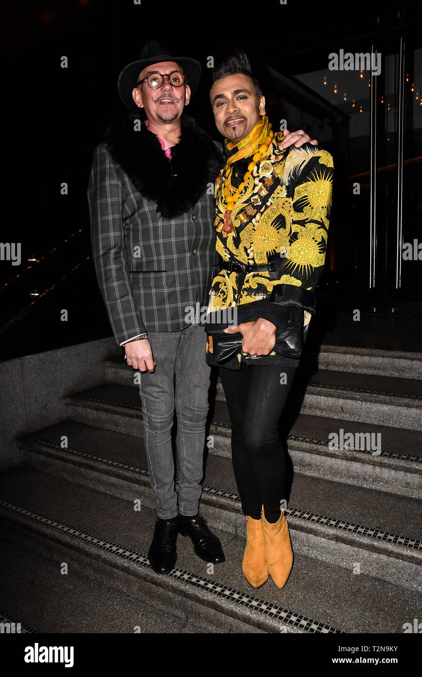 London, Großbritannien. 3. April, 2019. Jay Kamiraz besuchen TMA Talent Management Gruppe host Launch Party für Ihre neuen dating-APP, die Liste mit 100 Wardour Street am 3. April 2019, London, UK. Bild Capital/Alamy leben Nachrichten Stockfoto