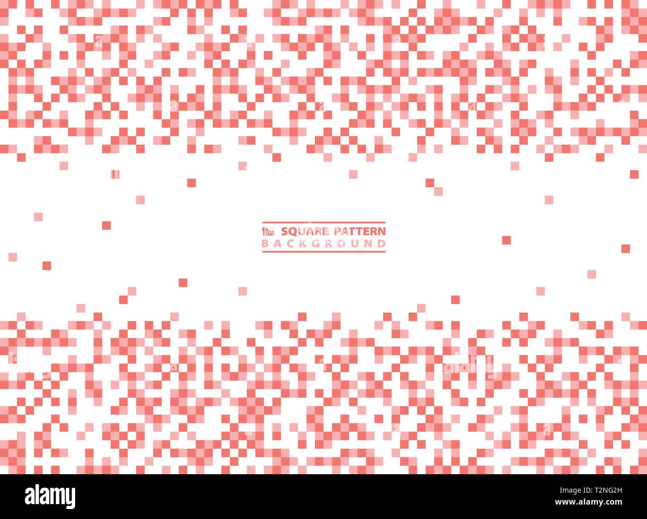 Moderne quadratische Muster der lebende Koralle Farbe Dekoration auf weißem Hintergrund. Sie können für die Anzeige, Plakat, Präsentation, Grafik, Design. Stock Vektor