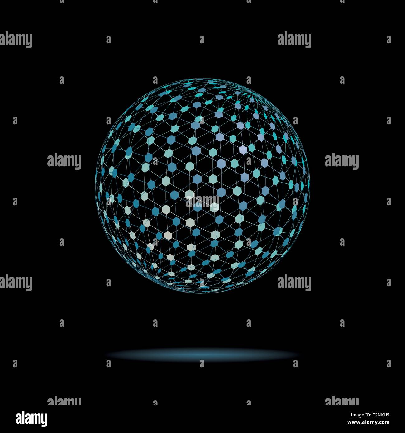 Abstrakt schwebenden Transparente tesseract Sphäre auf schwarzen Hintergrund Vector Illustration Stock Vektor