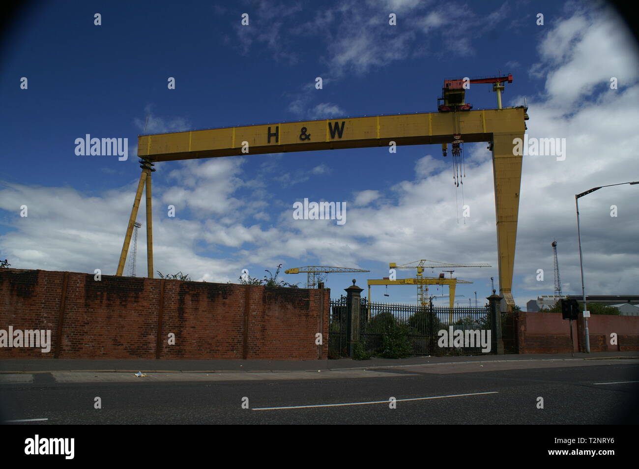 Samson und Goliath Portalkrane, zwei massive Portalkrane in Harland und Wolff Werft, Belfast Stockfoto