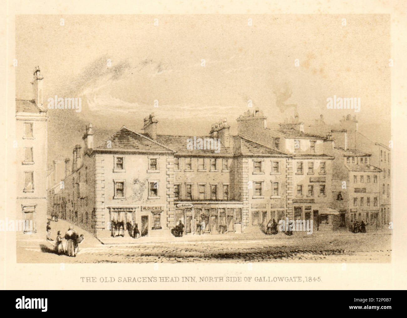 Der alten sarazenischen Head Inn, Nordseite des Gallowgate, 1845, Glasgow Print 1848 Stockfoto