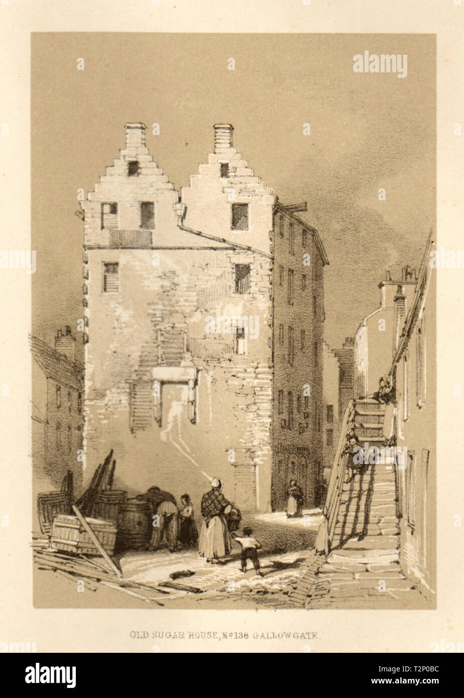 Alte Zucker Haus Nr. 138 Gallowgate, Glasgow 1848 antike Bild drucken Stockfoto