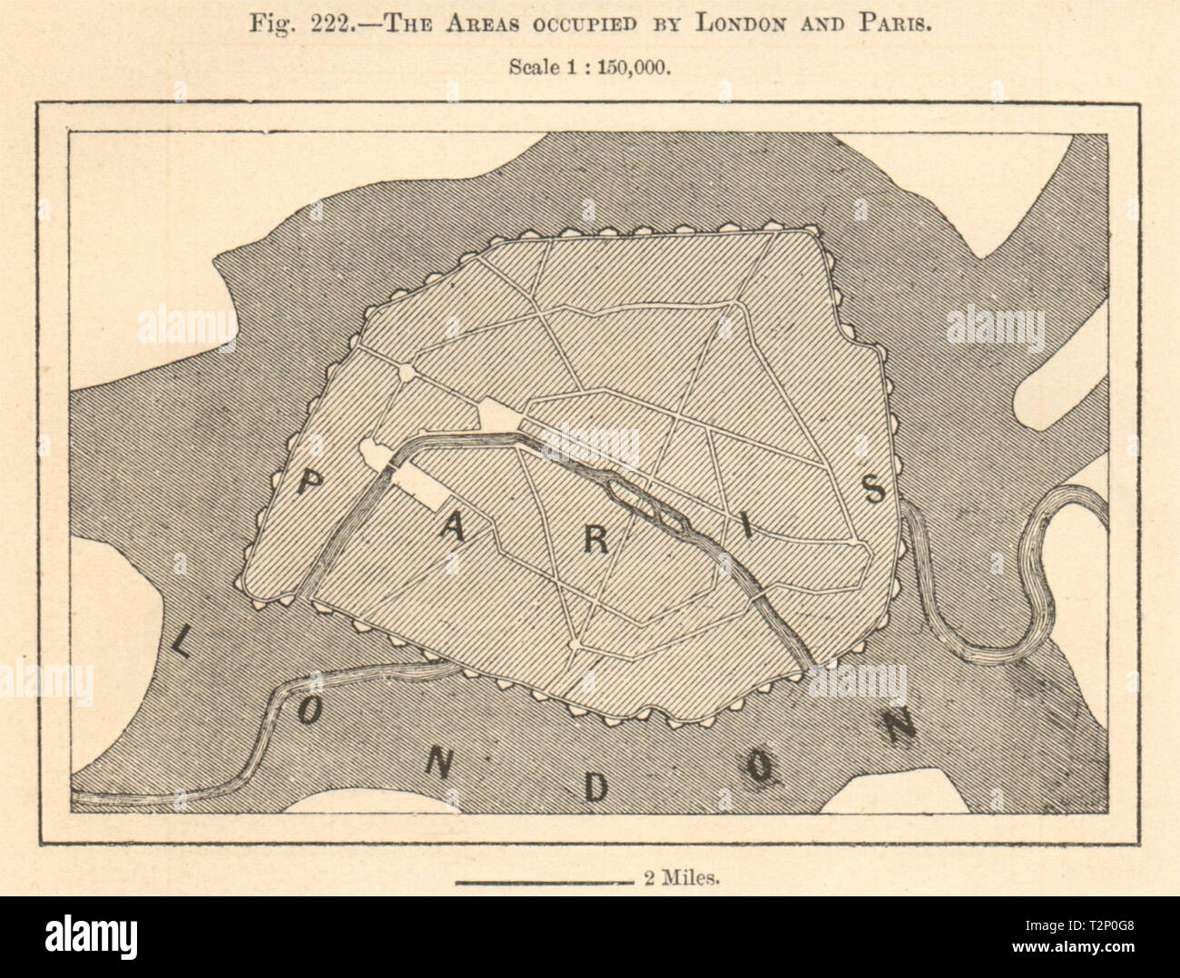 Die besetzten Gebiete in London und Paris. Europa. Kartenskizze 1885 alte Stockfoto
