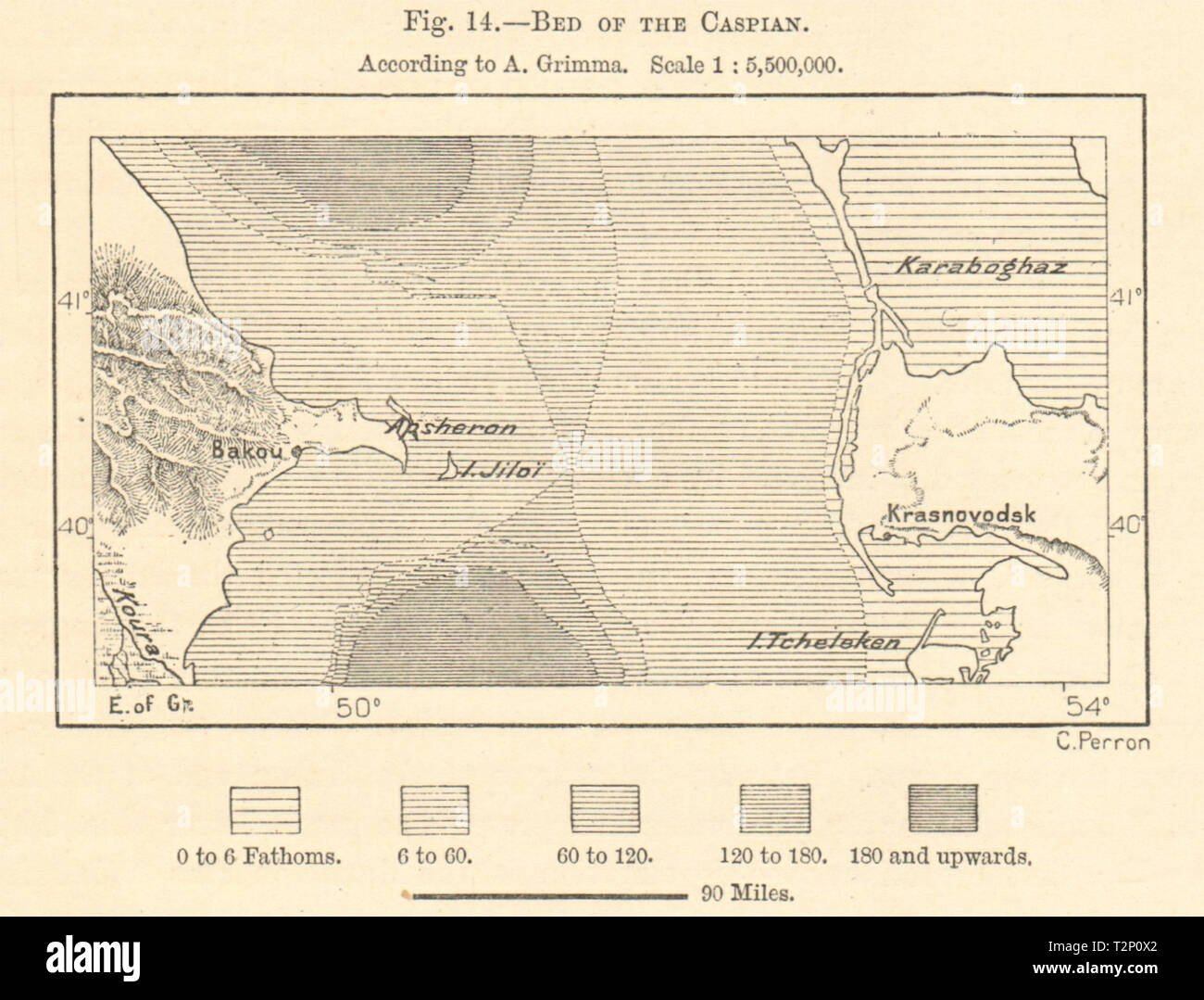 Zentralen Raum am Kaspischen Meer. Turkmenbashi Baku Aserbaidschan Turkmenistan. Kartenskizze 1885 Stockfoto