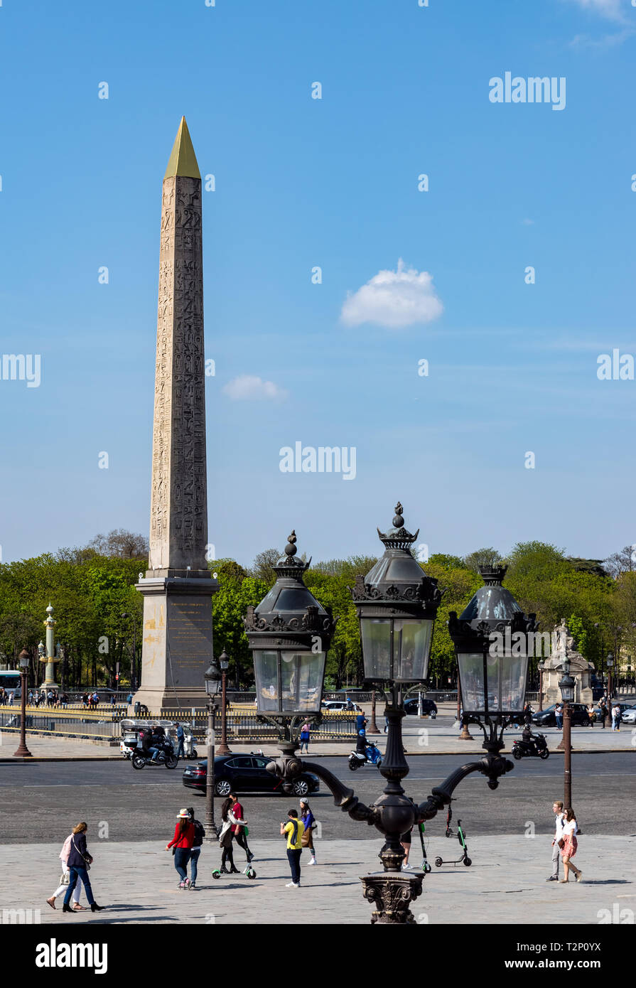 Der Obelisk in Place de la Concorde - Paris Stockfoto