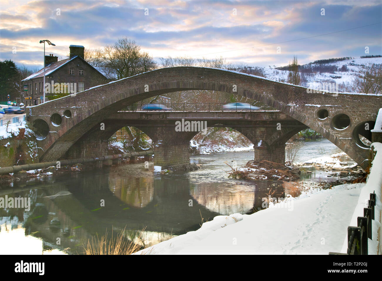 The Old Bridge, River Taff, Pontypridd, Rhondda Cynon Taff, Wales, Großbritannien Stockfoto