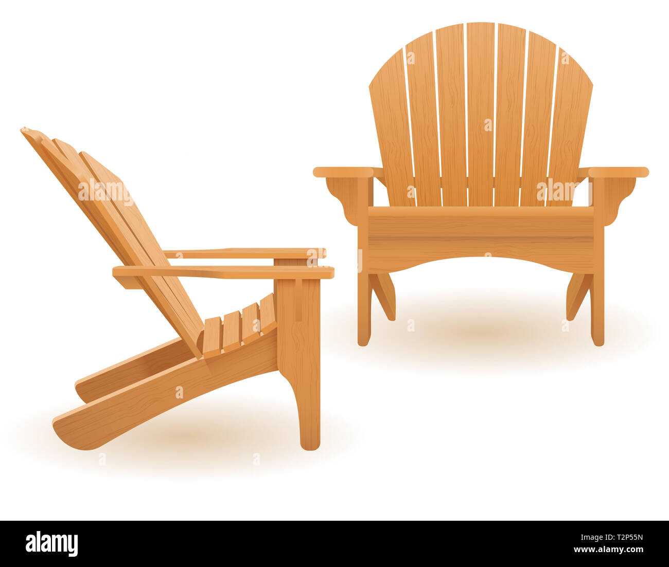 Strand Oder Garten Sessel Lounger Liegestuhl Aus Holz Vektor