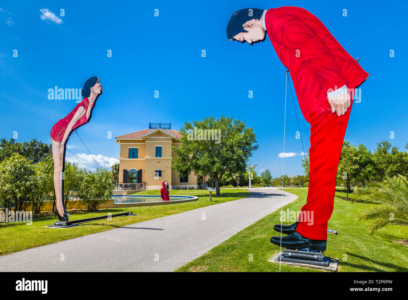 Skulpturen in der Peace River Botanische & Skulptur Gärten in Punta Gorda Florida Stockfoto