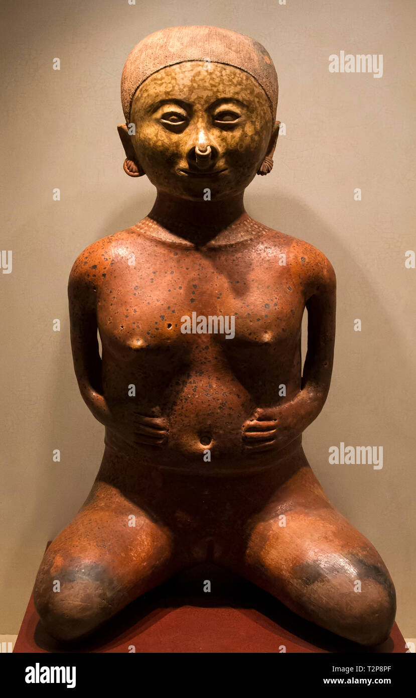 Mexiko City: anthropomorphe Skulptur von mexikanischen Ureinwohner (Nationalmuseum für Anthropologie) Stockfoto
