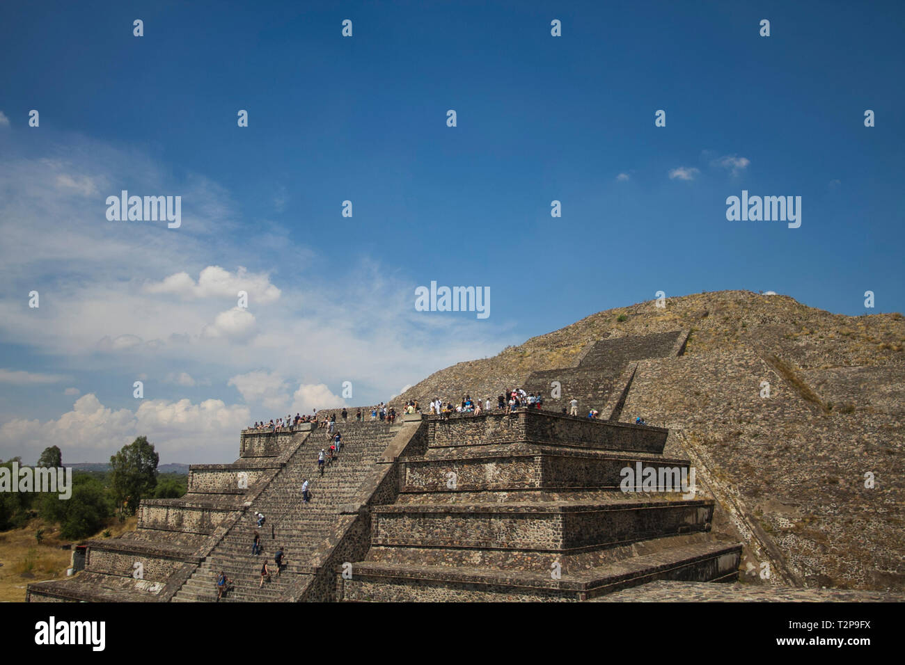 Pyramide der Sonne wahrscheinlich als religiöse und aufopferungsvollen Center benutzt, es ist die drittgrößte Pyramide der Welt. Stockfoto