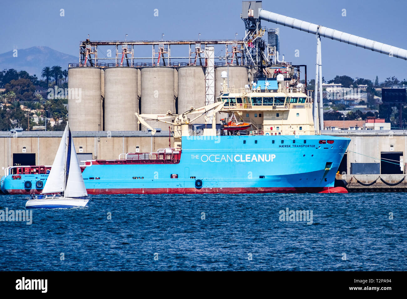 März 19, 2019 San Diego/CA/USA - Das Meer Cleanup Schiff im Hafen von San Diego angedockt Stockfoto