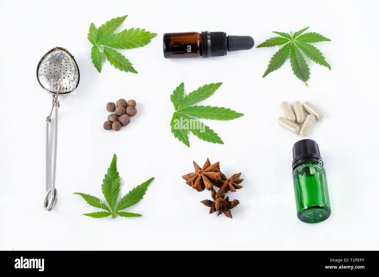 Andere Verwendungen für Cannabis, natürliche Medizin. Flach. Stockfoto