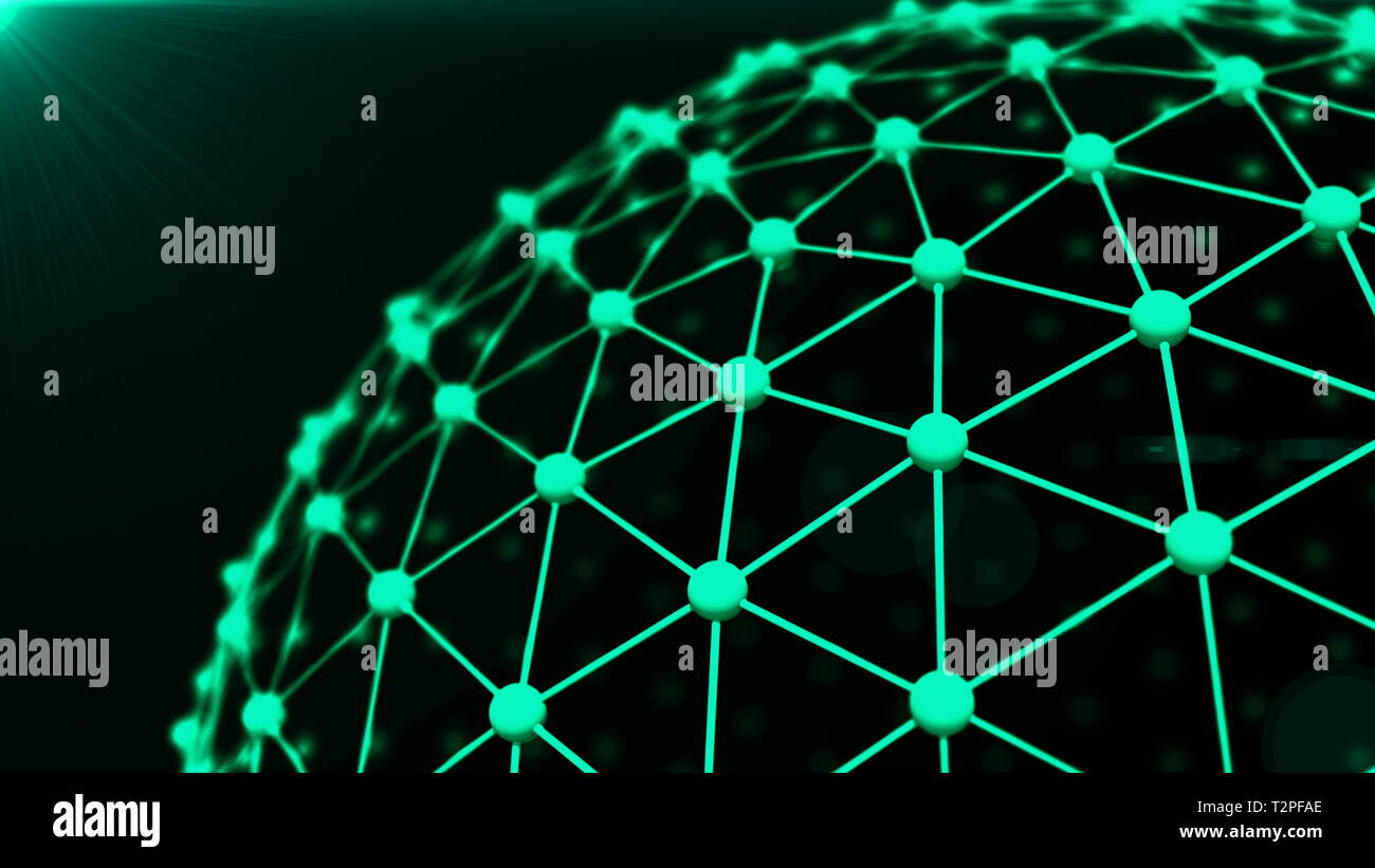 Generiert Netzwerk, Oberfläche Atom-modell, Nahaufnahme, Wirtschaft oder Wissenschaft Konzept, 3D-Rendering computer Hintergrund Stockfoto