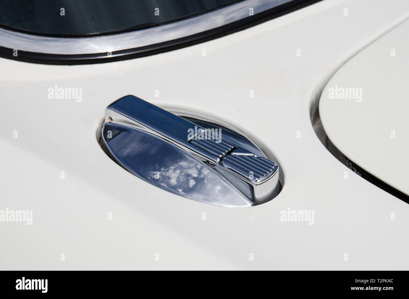 Eine von zwei Benzin Caps auf einem 1985 Jaguar XJ6 Serie 3, 4.2 Liter souveräne Limousine. Auf Anzeige an Moonbi in der Nähe von Tamworth Australien. Stockfoto