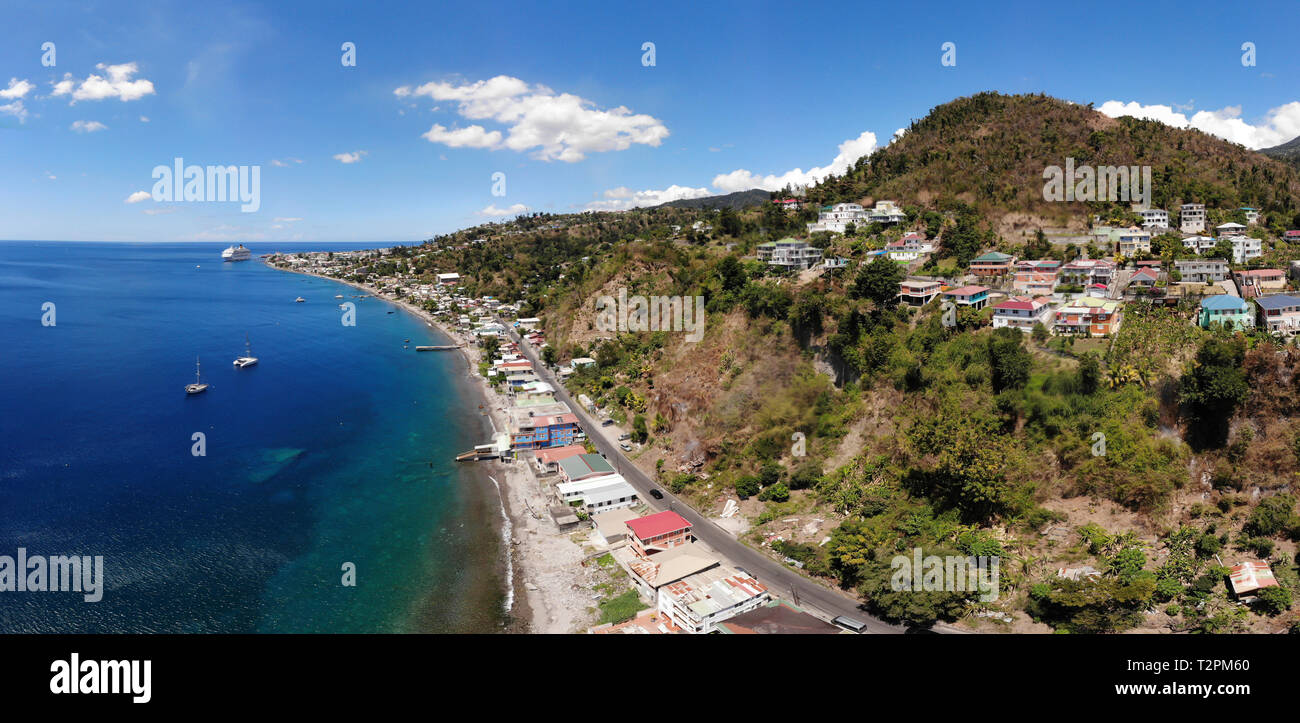 Luftbild von Süden die Küste, Dominica, Karibik Stockfoto