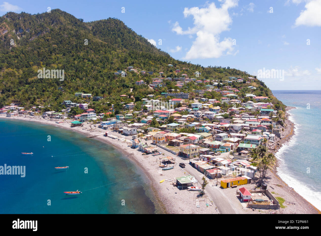 Antenne von Scotts Head, Dominica, Karibik Stockfoto