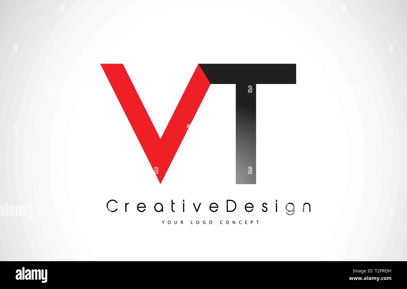 VT V T Schreiben Logo Design in Schwarz Farben. Kreative moderne Briefe Vektor Icon Logo Illustration. Stock Vektor