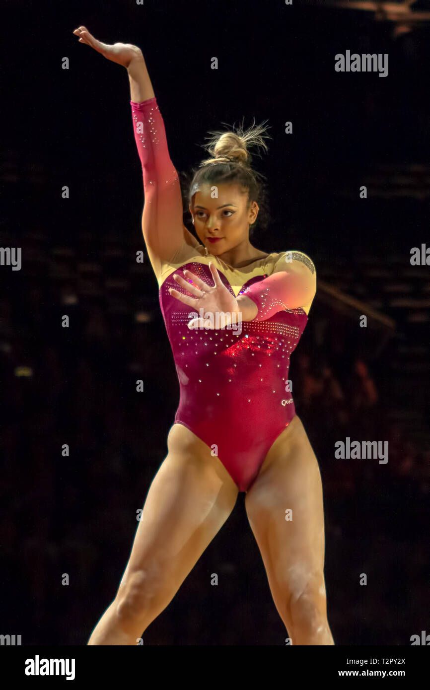 Birmingham, England, UK. 23. März, 2019. Großbritanniens Ellie Downie in Aktion während der Frauen, Wettbewerb, während der 2019 Gymnastik Welt Stockfoto