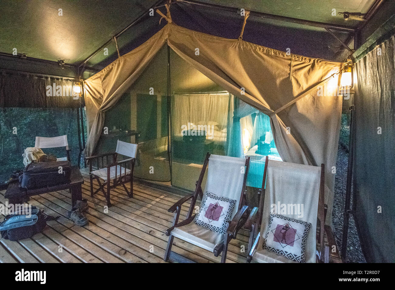 Eine luxuriöse Zelt Hütte in Masai Mara National Reserve, Kenia Stockfoto