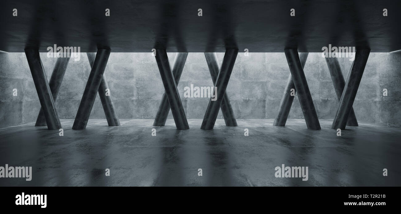 Sci Fi Moderne Minimalistische U Beton Zement Grunge Halle Zimmer Flur Zimmer Garage Mit Kreuz Saulen Reflexionen Weisses Leuchten Himmel Sunl Stockfotografie Alamy