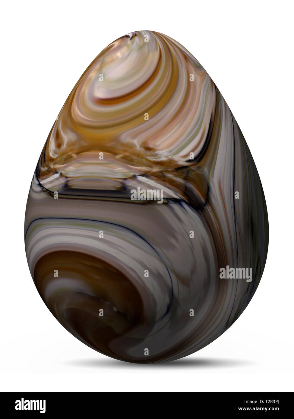 Bunte genial bemalte Ei mit Marmor Imitation, 3D-Rendering auf weißem Hintergrund Stockfoto