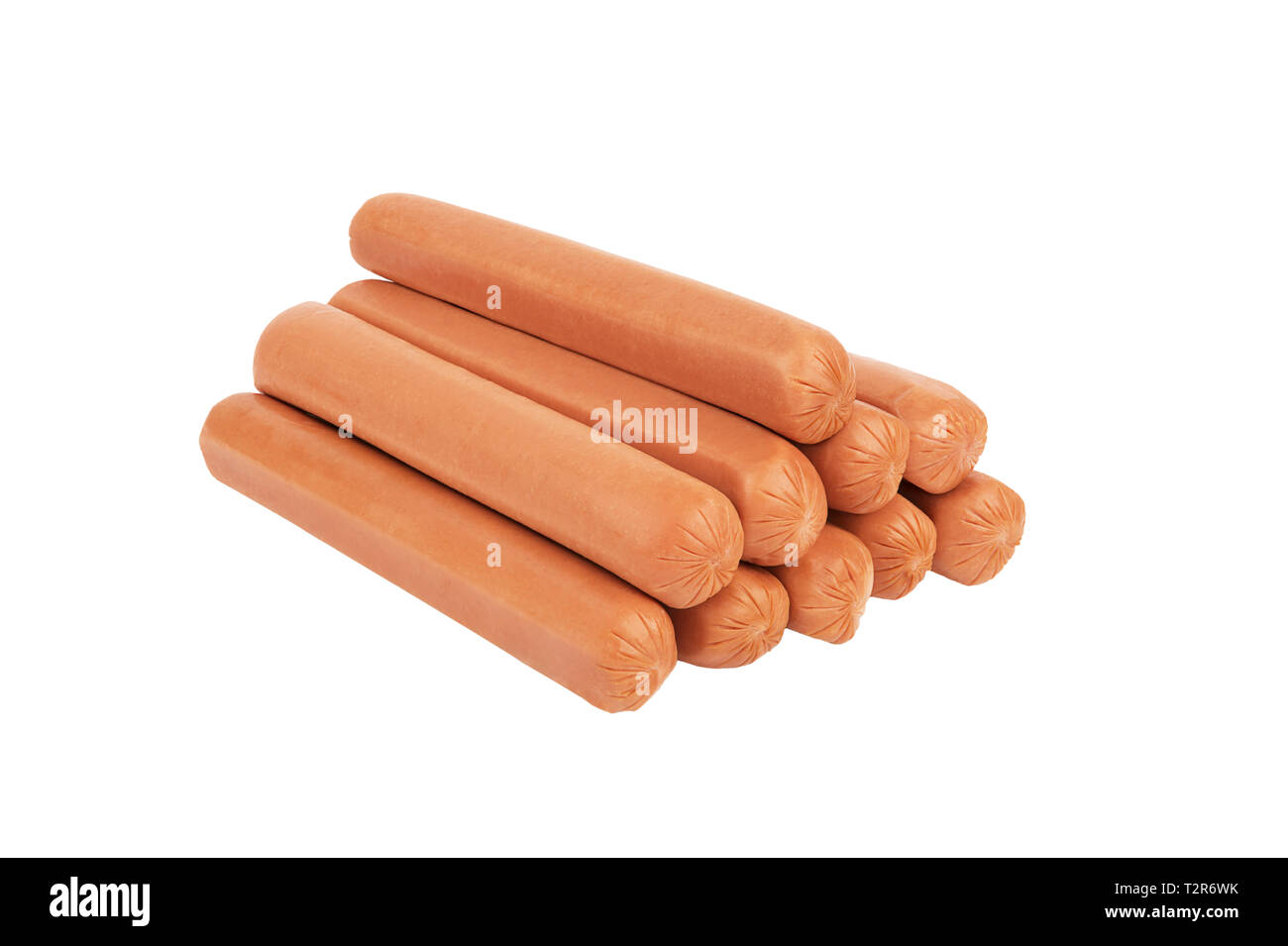 Hot Dog Würstchen auf einem weißen Hintergrund. Ausschneiden. Stockfoto