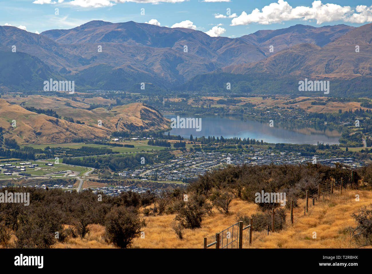 Blick über Lake Hayes von Arrowtown Stockfoto