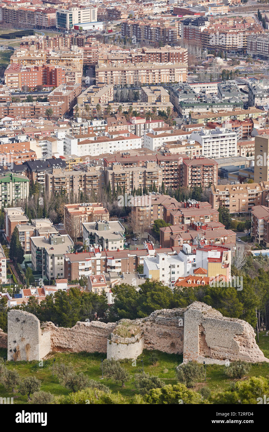 Jaen Luftaufnahme. Traditionelle Stadt in Andalusien. Spanische Kulturerbe Stockfoto