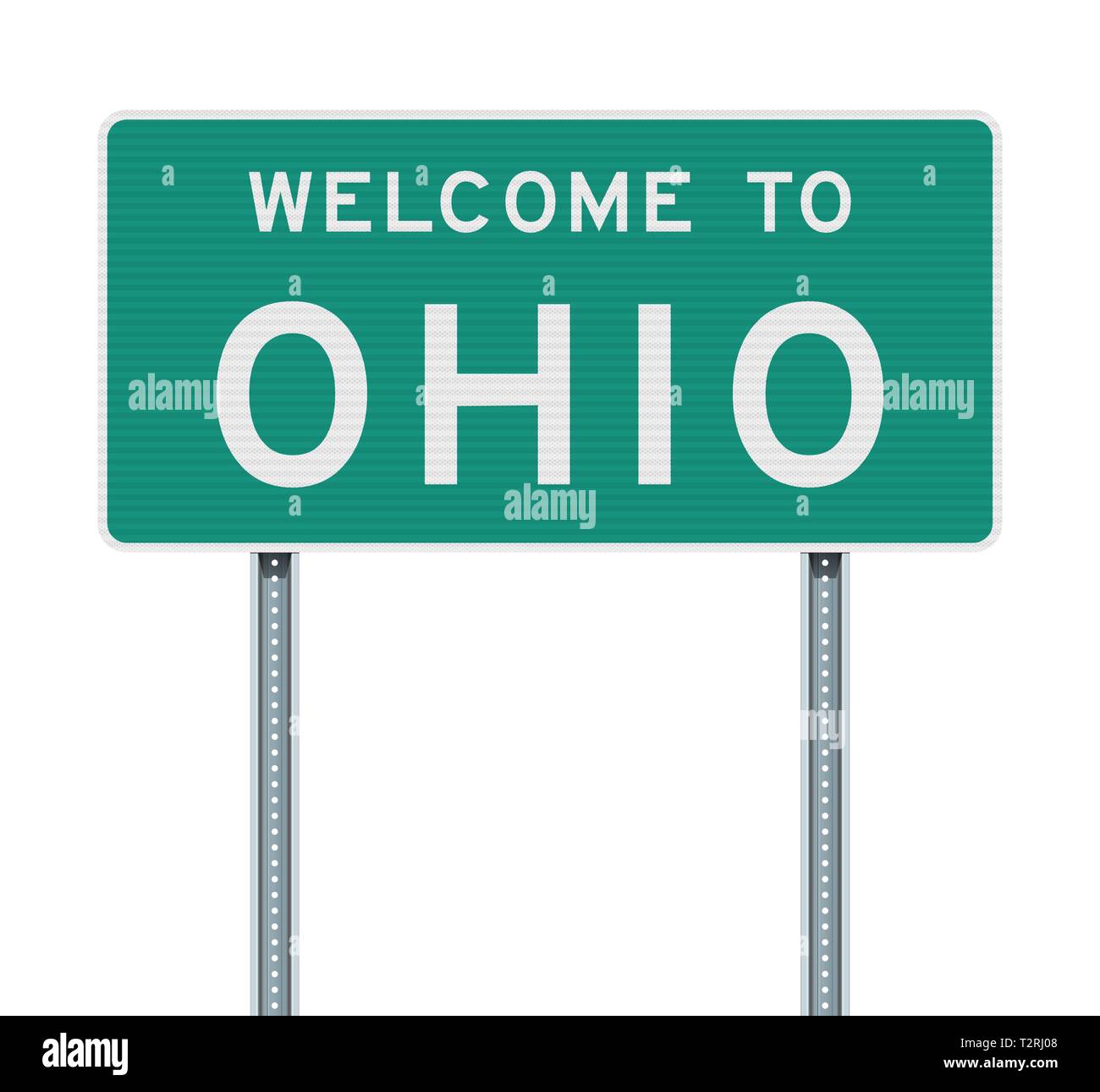 Vector Illustration der Willkommen in Ohio Green Road Sign Stock Vektor
