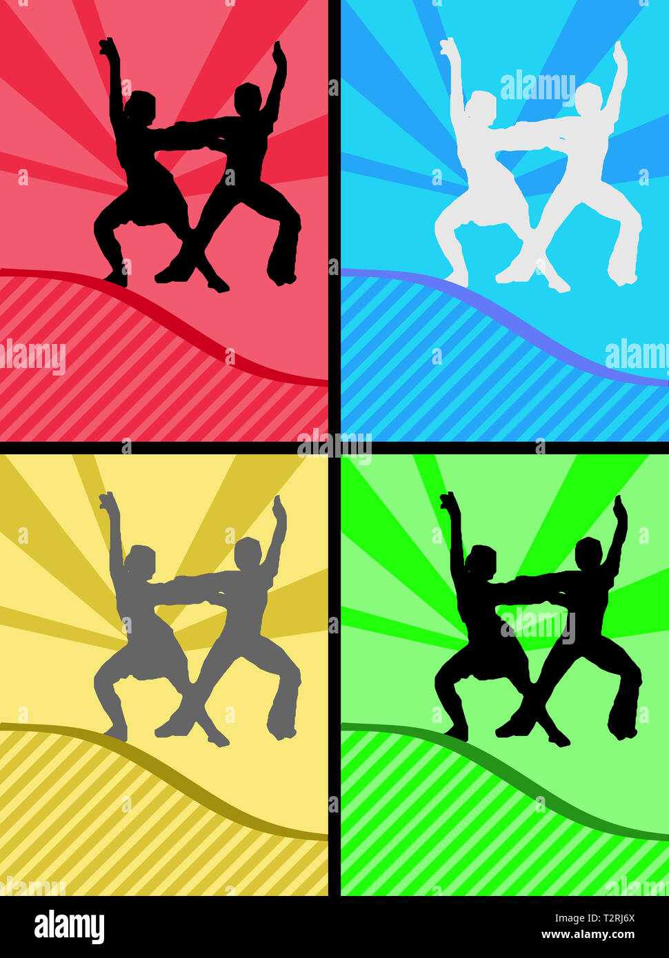 Eine tanzende Paare. Unterschiedlich gefärbt. Ideal für Flyer und Plakate. Stockfoto