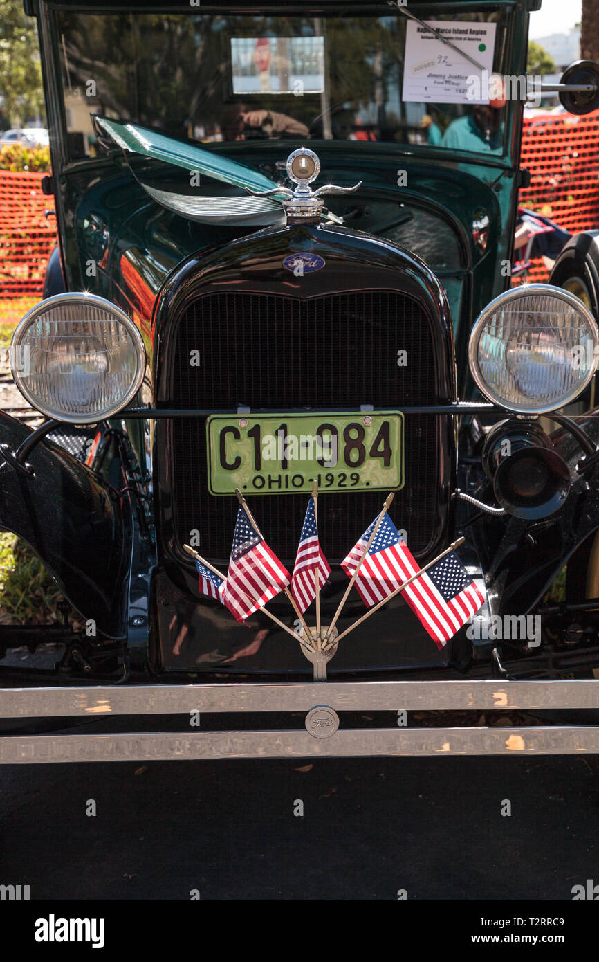Naples, Florida, USA - März 23,2019: Schwarz 1929 Ford Pickup auf der 32. jährlichen Neapel Depot Classic Car Show in Naples, Florida. Nur redaktionell. Stockfoto