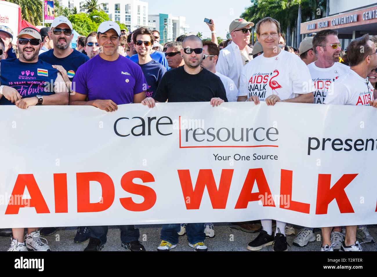 Miami Beach Florida,AIDS Walk Miami,Care Resource,HIV,Epidemie,Community Resource,Benefit,Charity,Fundraiser,Freiwillige Freiwillige Community Service vo Stockfoto