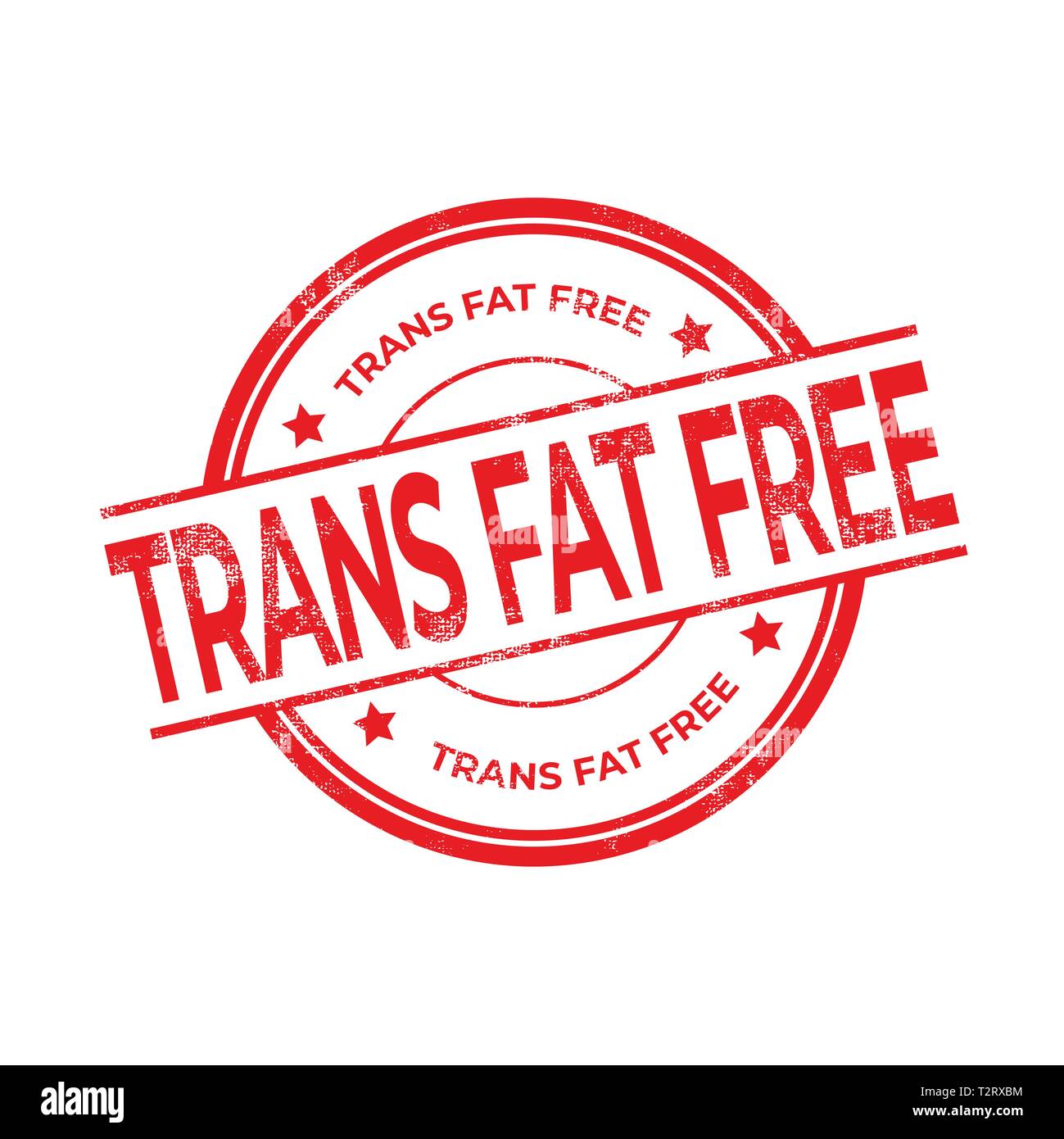 Trans Fat Free Gummi rot Stempel auf weißem Hintergrund. Stock Vektor