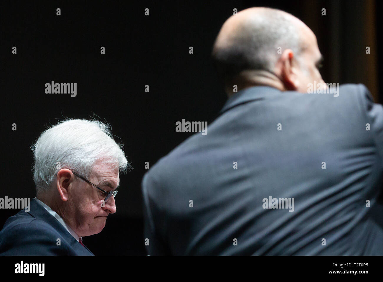 Shadow Schatzkanzler John McDonnell, gibt eine Rede zu Unternehmen, die Staats- und Regierungschefs auf dem Bloomberg europäischen Hauptsitz in London. Stockfoto