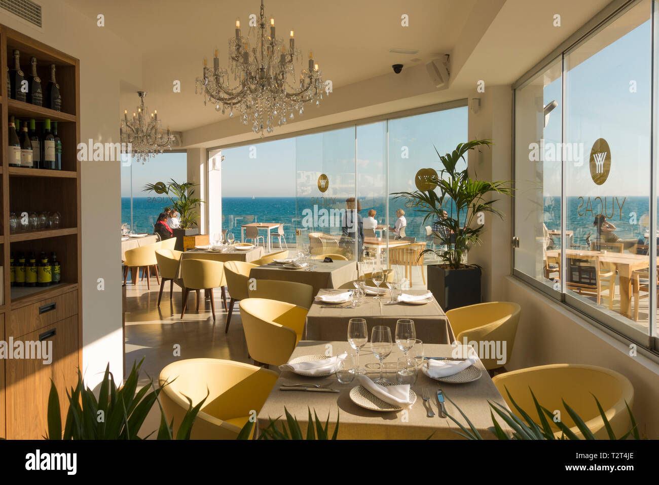 Beach Bar Menschen Sitzen Hohe Terrasse Mit Blick Auf Das