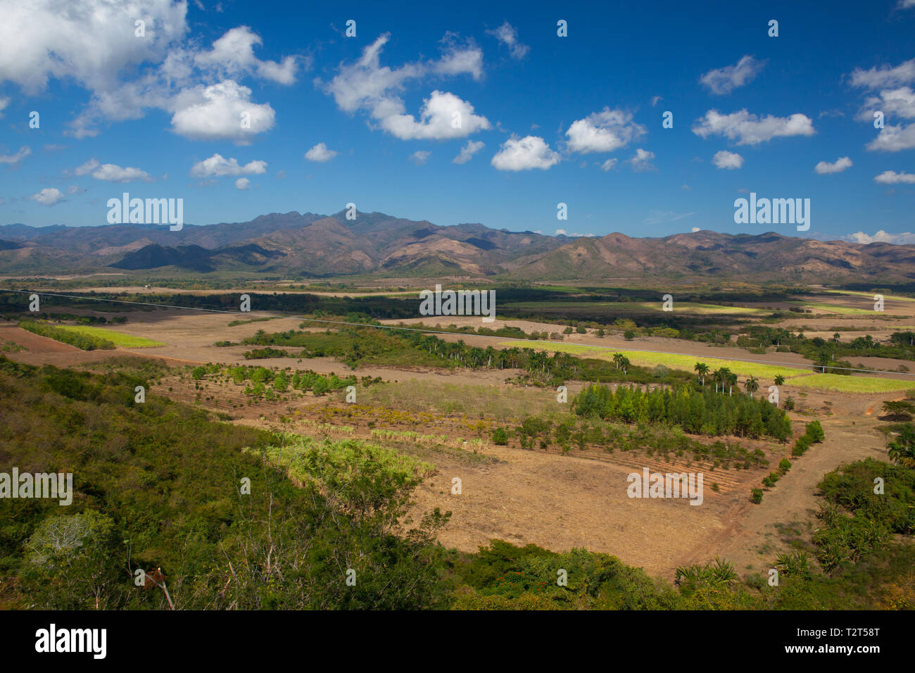 Blick auf das Valle de Los Ingenios Tal auf die Zuckerplantage, Kuba Stockfoto