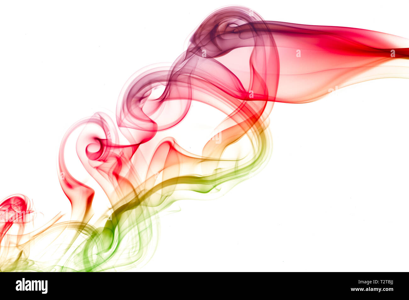 Abstraktes Bild der Farbe Rauch über weißen Hintergrund fließende Stockfoto