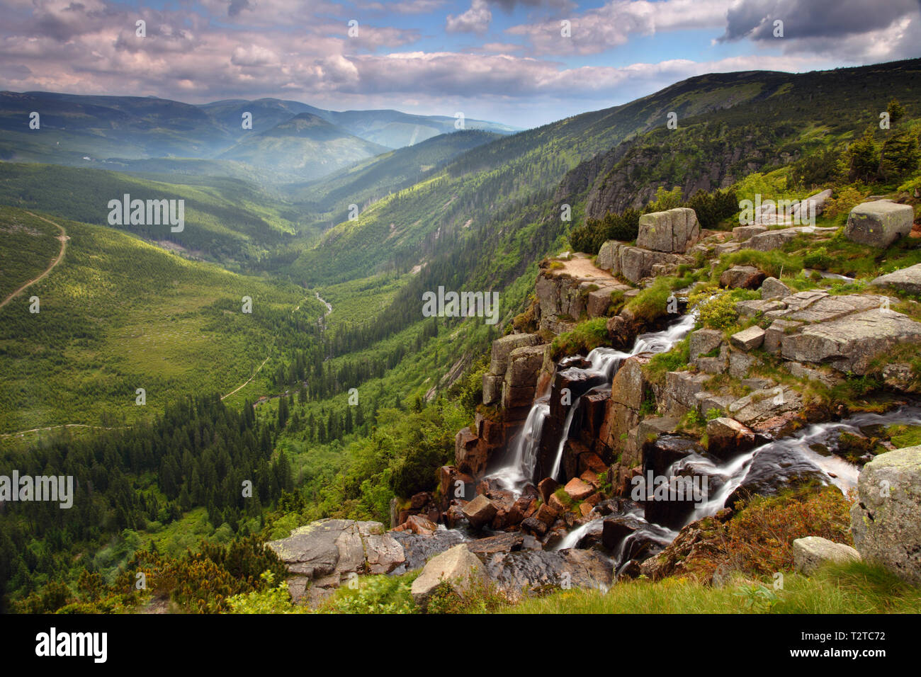 Pancavsky Wasserfall im Riesengebirge Berg - Tschechische Republik Stockfoto