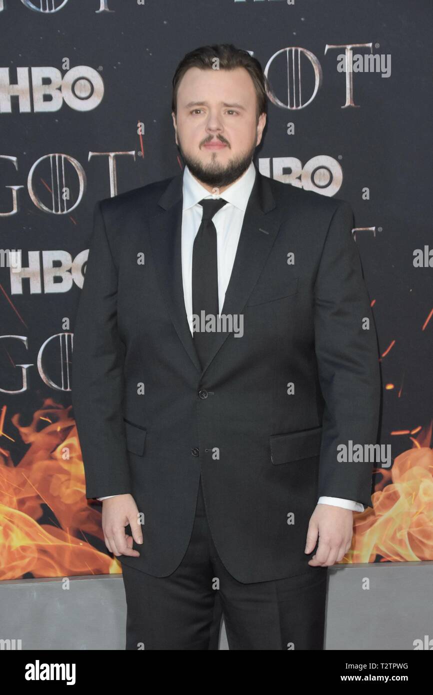 NEW YORK, NY - 3. April: John Bradley besucht die eine Für die letzte Saison der "Spiel der Throne' am 3. April 2019 in New York, NY. Foto: imageSPACE/MediaPunch Stockfoto