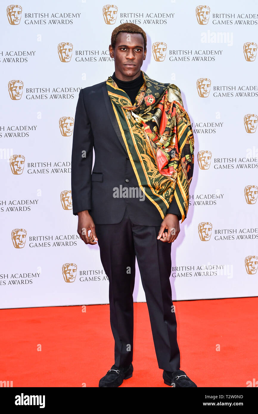 London, Großbritannien. 4. April 2019. Abubakar Salim Arrivers an der British Academy Award (BAFTA) Spiele in der Queen Elizabeth Hall, Southbank Centre am 4. März 2019, London, UK. Bild Capital/Alamy leben Nachrichten Stockfoto