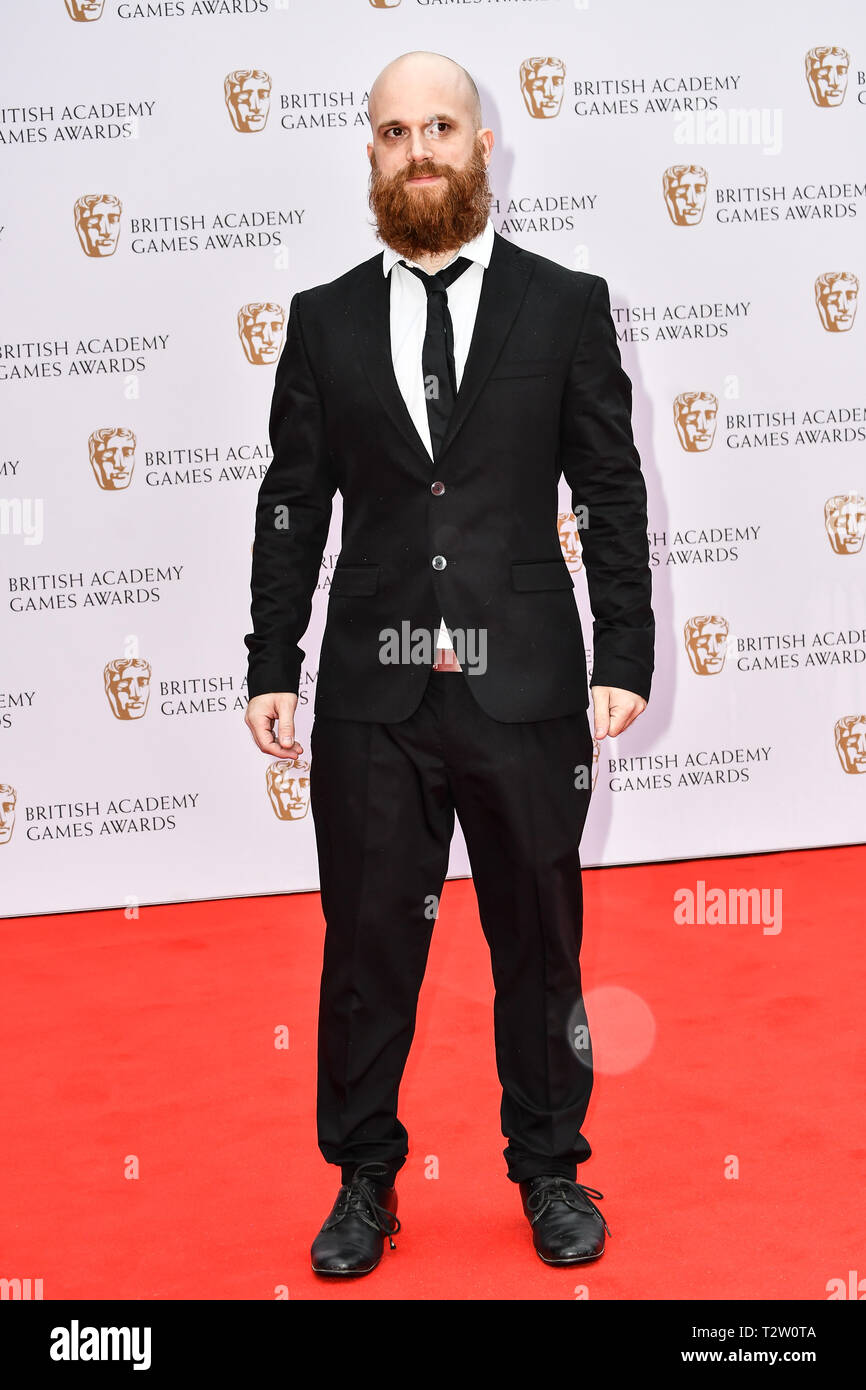 London, Großbritannien. 4. April 2019. Luc Baghadoust Arrivers an der British Academy Award (BAFTA) Spiele in der Queen Elizabeth Hall, Southbank Centre am 4. März 2019, London, UK. Bild Capital/Alamy leben Nachrichten Stockfoto