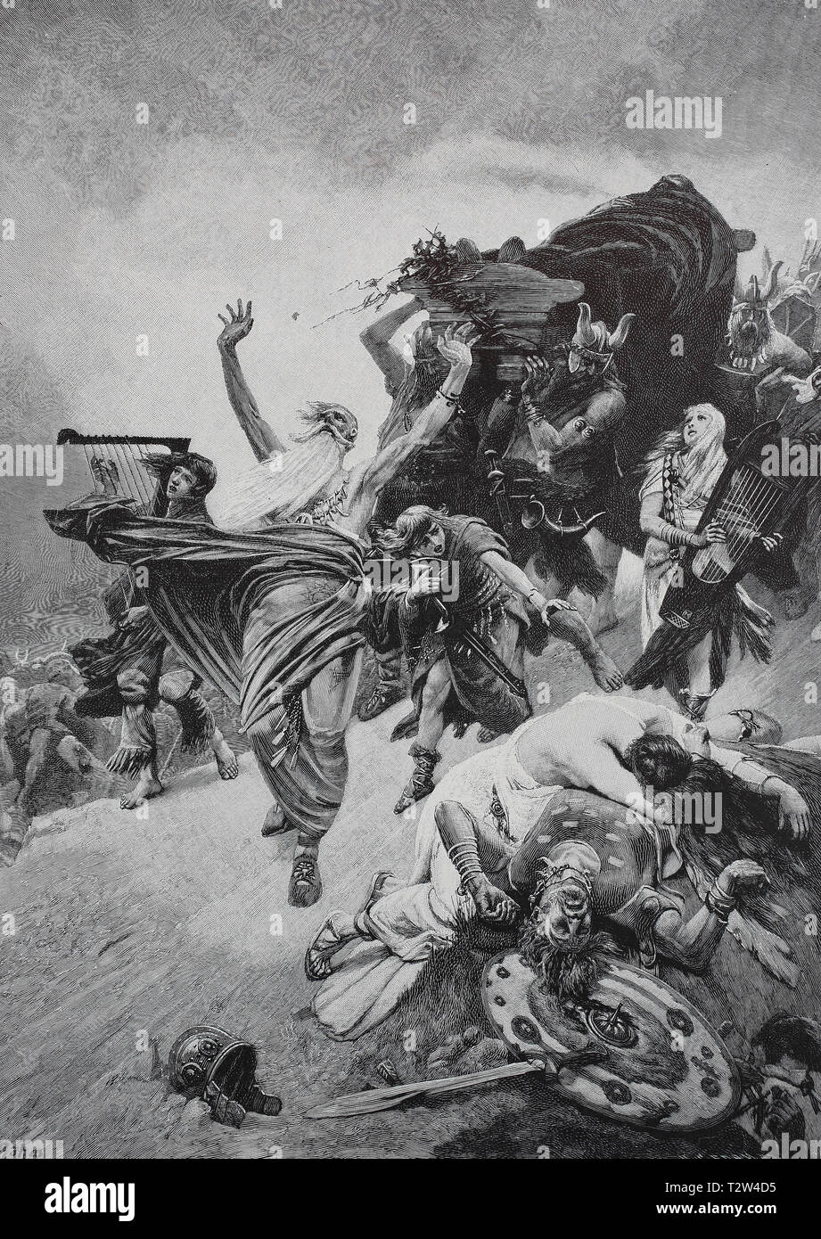 Abzug der Goten mit der Leiche des Königs Teja nach der Schlacht in den
