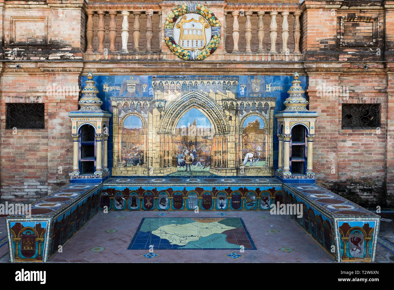 Fliesen- Provinz - Plaza de Espanña Sevilla Spanien - Mallorca Stockfoto