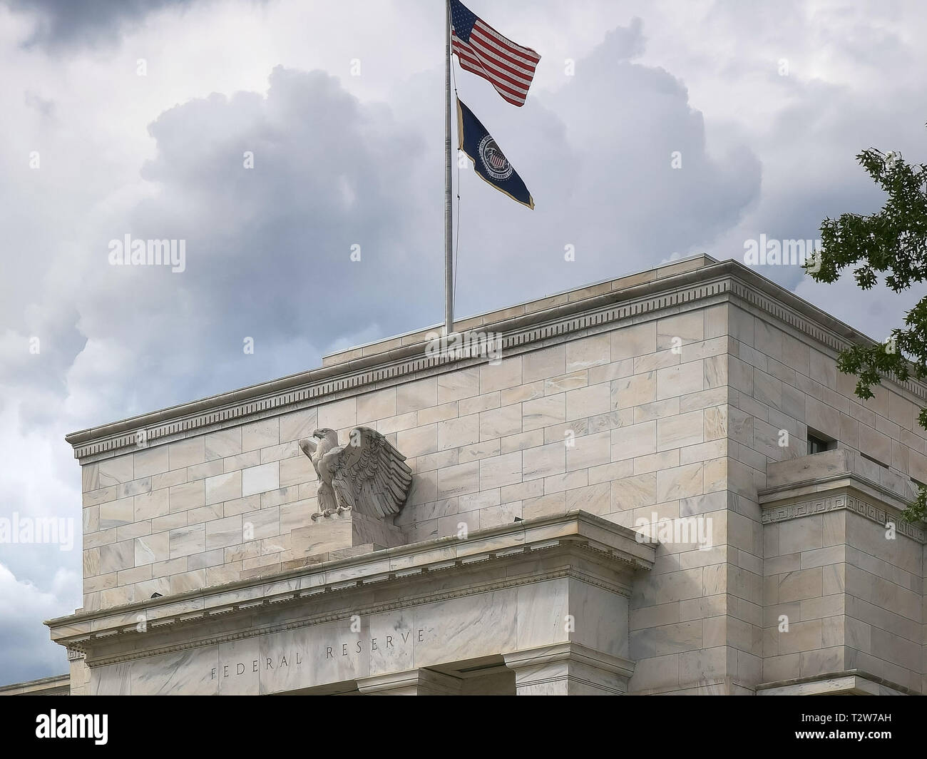 Nahaufnahme der Äußere des Federal Reserve Building in Washington, DC Stockfoto