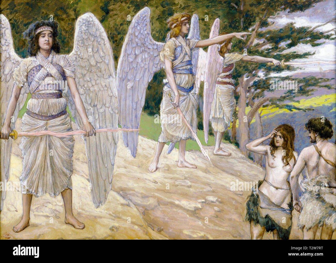 James Tissot, Adam und Eva aus dem Paradies vertrieben, Malerei, C. 1896 Stockfoto