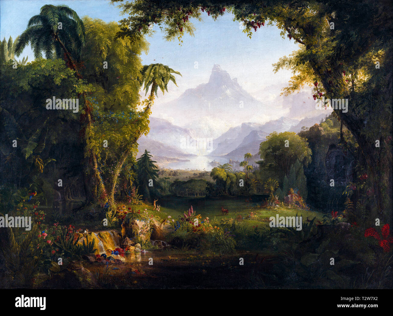 Thomas Cole, der Garten Eden, Malerei, 1828 Stockfoto